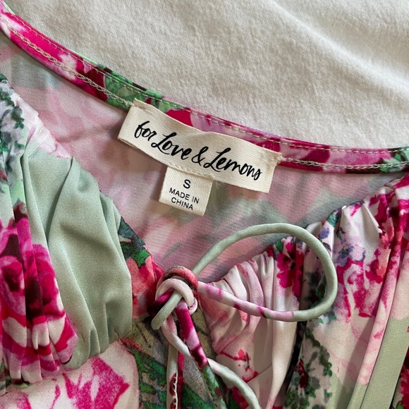 For Love and Lemons Robin Crop Top Mint Floral S - Picture 3 of 4